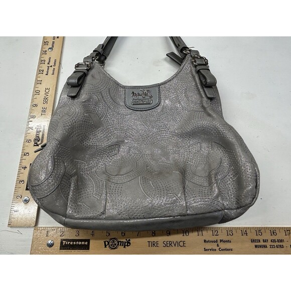 Coach Madison Maggie Stitched Gray Metallic Leather Bag No. F1126-18766 - Picture 11 of 16